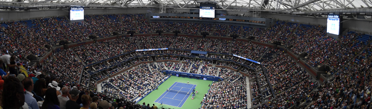 The closed roof at the Arthur Ashe Stadium at Flushing Meadows in New York