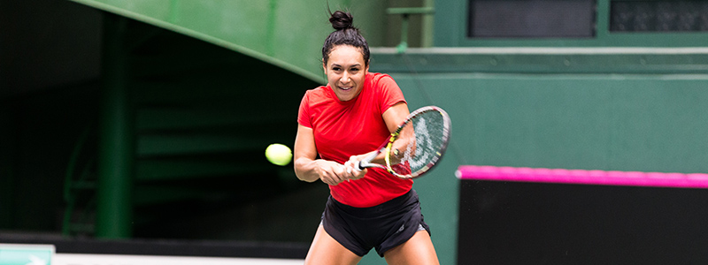Heather Watson in Fed Cup action