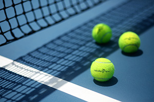 Tennis net and balls